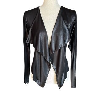 Happening In The Present Waterfall Faux Leather Cardigan
